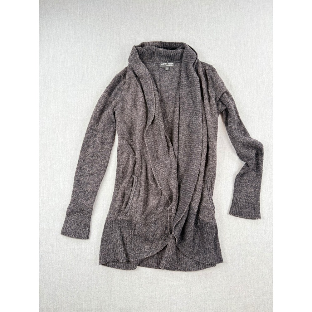 Barefoot Dreams CozyChic Lite Cardigan 452 Charcoal Grey Shawl Collar Sweater M